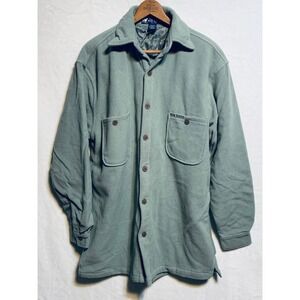 Big Dogs Fleece Shirt Jacket Mens‎ S Green Quilted Lined Shacket Vintage 90s Y2K